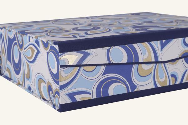 Stabile Sammelschachtel mit Leinenkanten Schreibweise Manufakttur